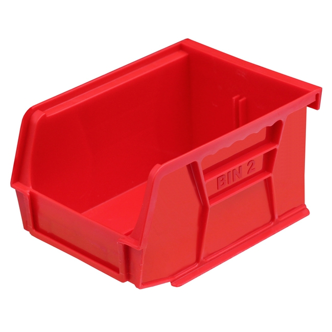 Stack & Hang Parts Storage Bin - Small Plastic Container - Size 2 - 13.5 x 10.5 x 7.5 cm - Red - BIN-2-RED