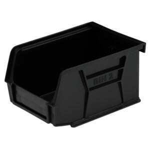Stack & Hang Parts Storage Bin - Small Plastic Container - Size 2 - 13.5 x 10.5 x 7.5 cm - Black - BIN-2-BLACK