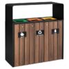 Recycling Bin Three Division - Wood Cladding - Bin Liners - Decals - 105 x 46 x 118cm - RECW15