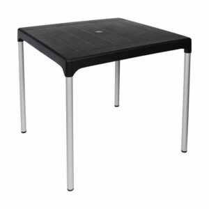 Plastic Square Table - Chelsea - 4 Seater - Black