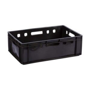 Plastic Crate - Stackable - Heavy Duty - Black - 60 x 39 x 19.7 cm
