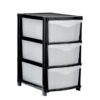 Plastic Three Drawer Unit - 3 Drawers - Black Frame & Clear Drawers