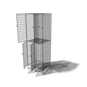 Wire Metal Locker - Powder Coated Steel Mesh - Double - 4 Doors - 2 Tier x 2