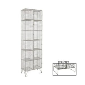 Wire Metal Locker - Powder Coated Steel Mesh - Double - 12 Doors - 6 Tier x 2