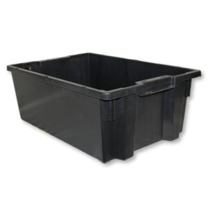Tote Box - Plastic Crate - Stack and Nest Container - 48L - 60 x 40 x 21 cm - Black