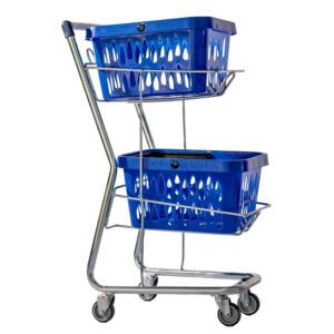 Steel Shopping Basket Trolley - Holds Two Shopping Baskets - Excludes Baskets