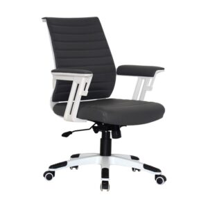 Medium Back Office Chair - Wall Street - PU Leather - Swivel and Tilt - Gas Height - Dark Grey