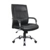 High Back Office Chair - Chrome Panel - PU Leather - Swivel and Tilt - Gas Height - Black