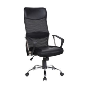 High Back Office Chair - Ice - Netting and PU Leather - Swivel and Tilt - Gas Height - Black
