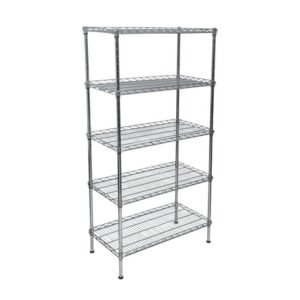 Wire Steel Shelving - Galvanised - 5 Shelves - 180 x 90 x 45 cm