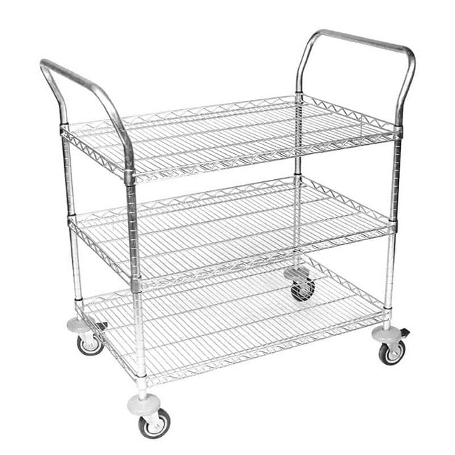 Wire Utility Trolley - 3 Shelves - Includes Handles - 106 x 90 x 60 cm
