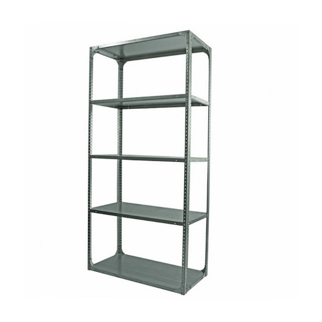 Bolted Shelving Steel Bay 5 Shelves - Uni-Angle - Five Shelf Kit - Galvanised - 365.8 x 91.4 x 91.4 cm