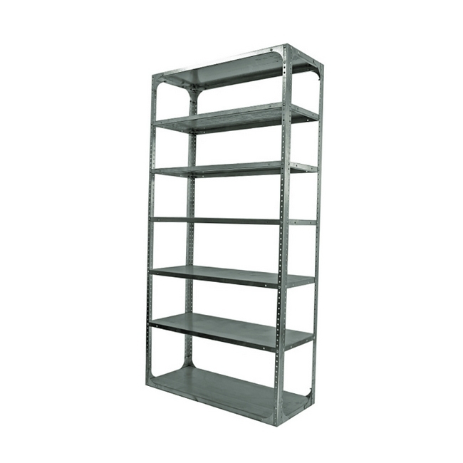 Bolted Shelving Steel Bay 7 Shelves - Uni-Angle - Seven Shelf Kit - Galvanised - 335.3 x 91.4 x 30.5 cm