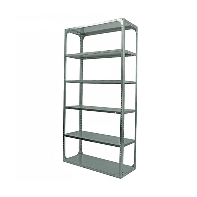 Bolted Shelving Steel Bay 6 Shelves - Uni-Angle - Six Shelf Kit - Galvanised - 304.8 x 91.4 x 91.4 cm