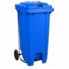Wheelie Pedal Bin - 120L Foot Operated Pedal Bin - Plastic - Blue