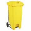 Wheelie Pedal Bin - 120L Foot Operated Pedal Bin - Plastic - Yellow