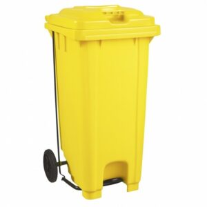 Wheelie Pedal Bin - 120L Foot Operated Pedal Bin - Plastic - Yellow