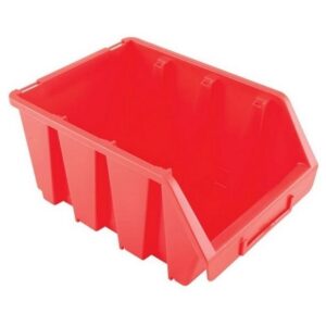 Matlock Plastic Storage Bin - Wall Mountable & Stackable - Label Holder - 17 x 24 x 12.6 cm - Red
