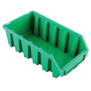 Matlock Plastic Storage Bin - Wall Mountable & Stackable - Label Holder - 11.6 x 21.2 x 7.5 cm - Green