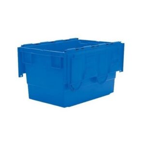 Matlock Euro Container with Lid - Plastic ALC - Heavy-Duty - 60 x 40 x 33.5 cm - Blue - 68L - Nestable & Stackable