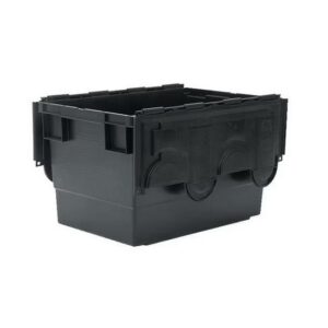 Matlock Euro Container with Lid - Plastic ALC - Heavy-Duty - 60 x 40 x 33.5 cm - Black - 68L - Nestable & Stackable