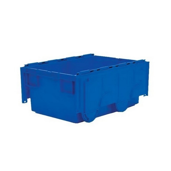 Matlock Euro Container with Lid - Plastic ALC - Heavy-Duty - 60 x 40 x 26.5 cm - Blue - 49.5L - Nestable & Stackable