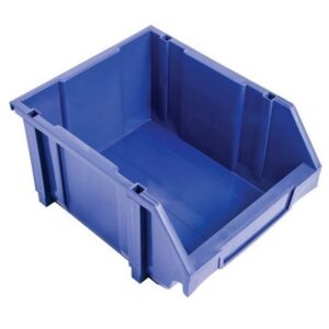 Matlock Plastic Louvre Panel Bin - Stack and Hang Container - Interlocking Design - 28 x 35 x 18.4 cm - Blue