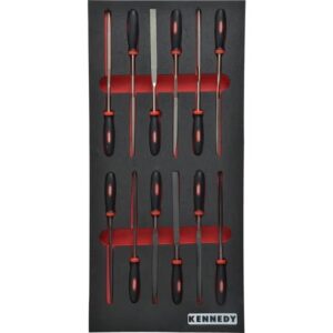 Kennedy Engineers File Set - 12 Pieces - with 1/3 Width Foam Tool Control Inlay for Tool Roller Cabinets