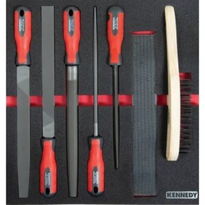 Kennedy Engineers File Set - 7 Pieces - with 2/3 Width Foam Tool Control Inlay for Tool Chests