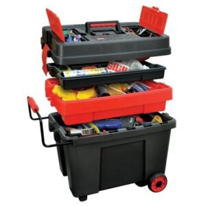Kennedy Plastic Tool Box - Mobile - Tow Handle & Lockable Lid - 55 x 35 x 47.5 cm