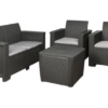 Jabulani Patio Furniture Set - Outdoor - Rattan Look - Charcoal - 4 Piece