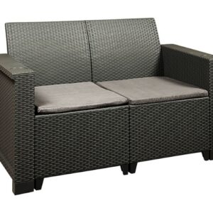Jabulani Two Seater Patio Chair - Outdoor - Rattan Look - Charcoal - 122 x 57 x 75cm