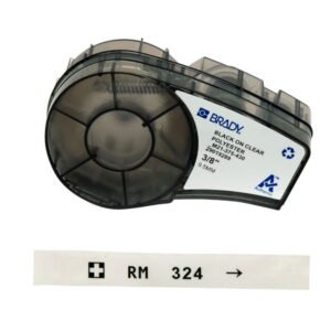 Brady High Performance Labels, Black on Transparent Polyester B-430, M21-375-430 9.53 mm x 6.4 m Roll