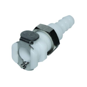 Colder 1/4" Hose Barb Valved In-Line Acetal Coupling Body, Length47.0 mm