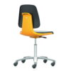 Interstuhl Büromöbel Laboratory Chair Labsit 2 with Castors, Integral Foam 9588, Black 2000 Seat Shell Orange, Alu Base Polished