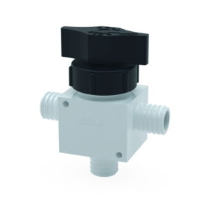 Bohlender 3-Way Ball Valves, PTFE Angled, GL 25, 8 mm Ø