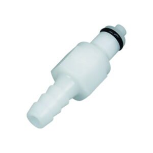 Colder 1/4" Hose Barb Valved Panel Mount Acetal Coupling Insert, Length 49.5 mm