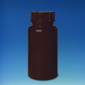 BRAND Bottle, 250 mL, PE-LD, Wide Neck, GL 40, Brown Opaque, with Screw Cap