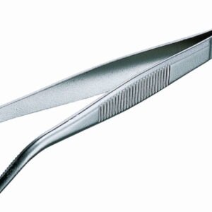 Tweezers stainless, bent, blunt, 130 mm