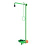B-Safety Body Emergency Shower ClassicLine with Eye Shower for Wall Mounting with Collecting Basin, Stainless Steel, Green