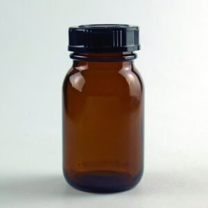 Hecht Wide Neck Glass 25 ml, GL 28 with Thread and Screw-Cap, Brown Glass