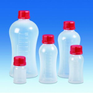 VITLAB VitGrip Laboratory Bottles 250 ml PP with Originality Closure GL45, Pack of 6