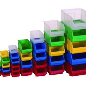 Storage bin, PP, size 2, red 100x165/135x75mm