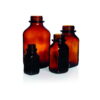 DWK Duran Square Screw Cap Bottle 100 mL, Wide Neck, Amber Thread 32, Soda Lime Glass, Without Cap