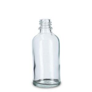 RIXIUS Narrow‑Neck Clear Glass Bottle 50 mL, DIN 18, Without Cap 9072160 (Pack of 99)