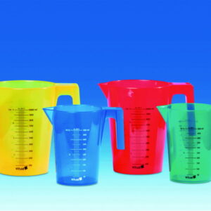 VITLAB Measuring Jugs Set 1000 ml, PP Stackable, Graduated, Coloured, 1 x Red, Yellow, Blue, Green