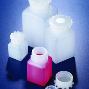 DWK 1000 mL Square HDPE Bottle with Lid, Pack of 5