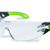 Uvex Safety Spectacles Pheos 9192, Colour: Black/Lime, Lens: Clear Polycarbonate (PC), UV Protection 2-1.2, Supravision HC-AF