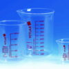 VITLAB Griffin Beaker 100 ml, PMP (TPX) Red-Imprinted Graduation, Clear