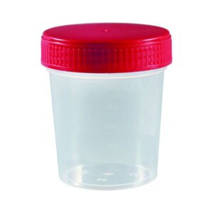 LLG Multipurpose Container, 120 mL, PP with Red PE Screw Cap, Frosted Label, Pack of 300